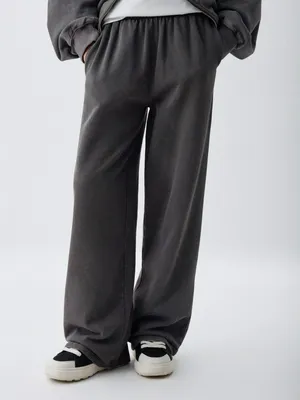 Широкие брюки для девочек с эффектом стирки, арт. 3521