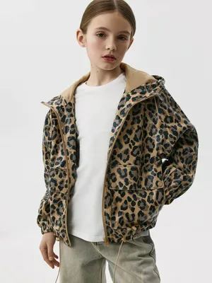 Куртка SELA с леопардовым принтом и капюшоном для девочек, арт. 35255
