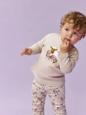 Комплект из лонгслива и леггинсов для малышей, бежевый, арт. 3535