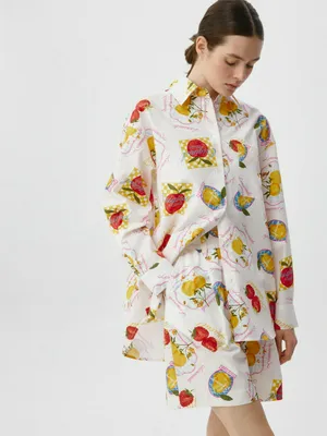 Рубашка оверсайз из хлопка с принтом, арт. 3541