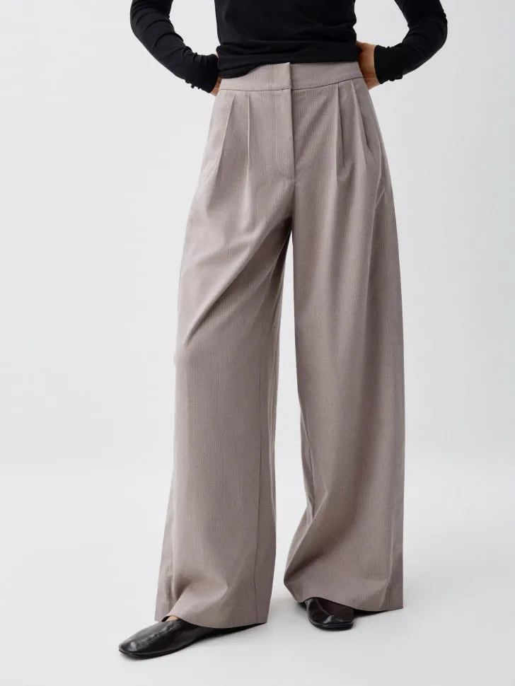 Широкие брюки из костюмной ткани, бежевый, арт. 3558