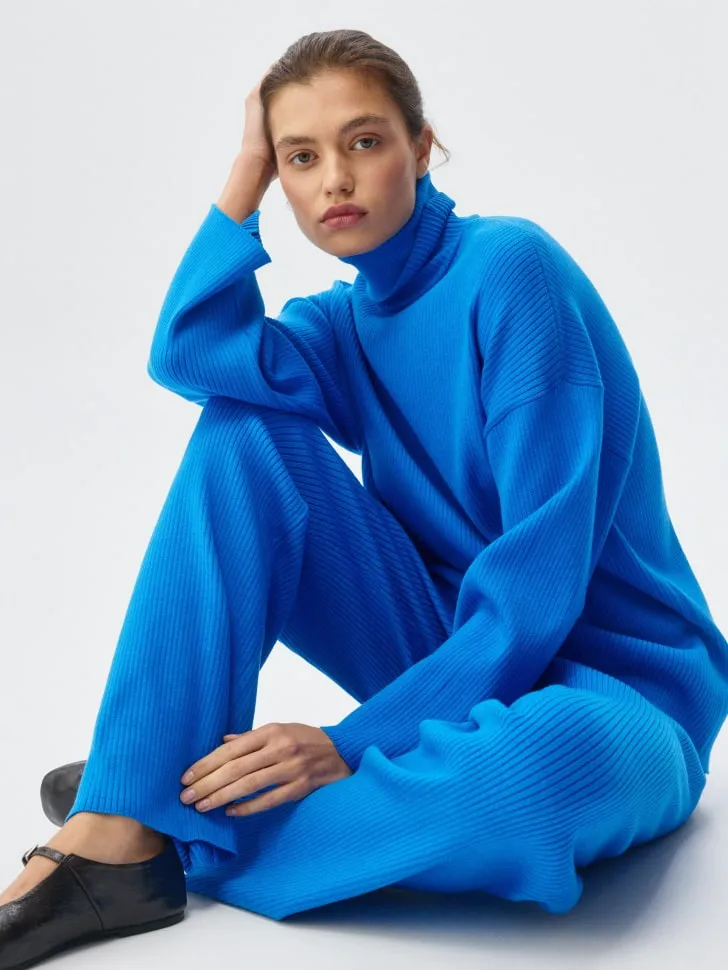 Вязаный джемпер оверсайз, синий, арт. 3567