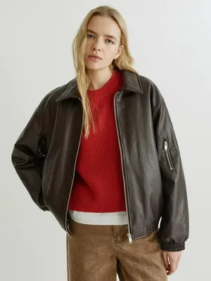 Женский утепленный бомбер SELA из искусственной кожи, арт. 35752