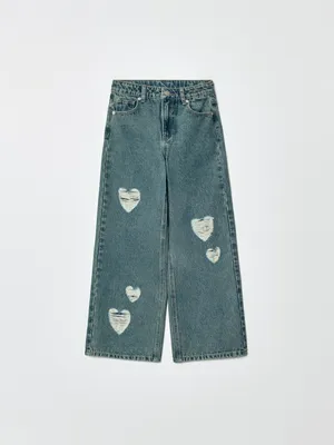 Джинсы Sela Wide Leg с фигурными разрывами для девочек, арт. 35819