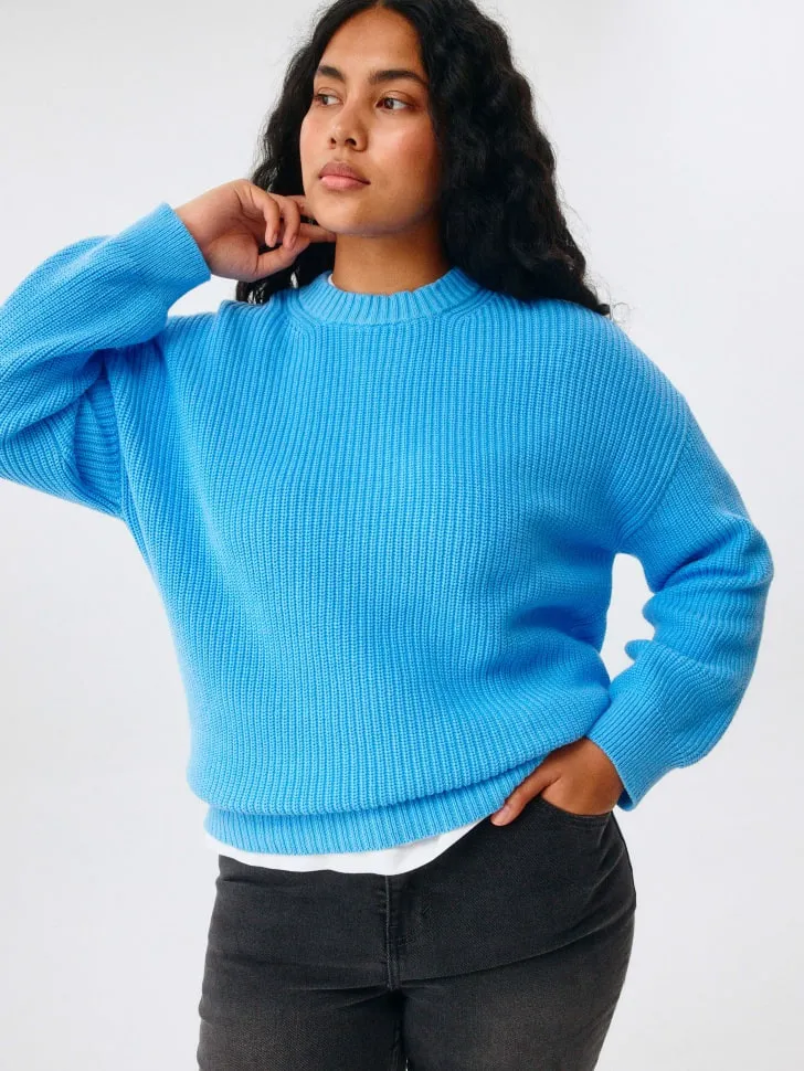 Вязаный джемпер оверсайз, голубой, арт. 3584