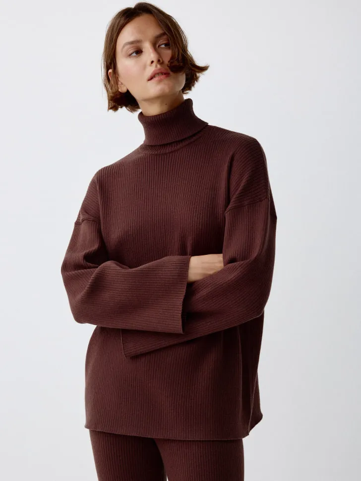 Вязаный джемпер оверсайз, коричневый, арт. 3585