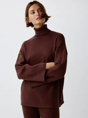 Вязаный джемпер оверсайз, коричневый, арт. 3585