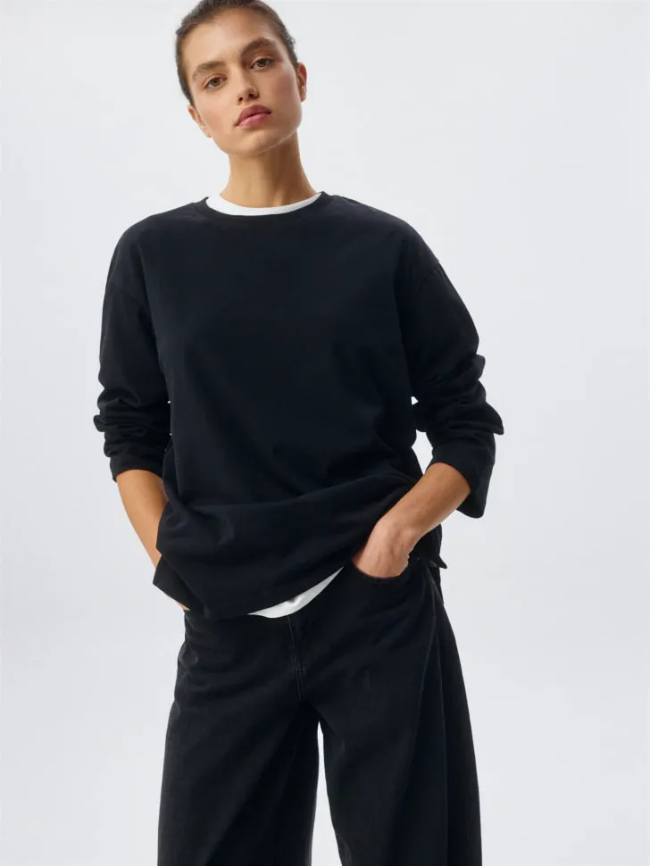 Лонгслив ANNA OVERSIZE FIT, черный, арт. 3600
