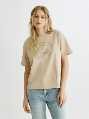 Футболка Sela оверсайз с принтом и вышивкой, арт. 36288