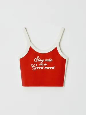 Укороченный топ с принтом для девочек, не указан, арт. 3634