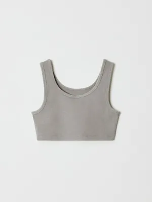 Укороченный топ с эффектом кислотной стирки для девочек, арт. 3638