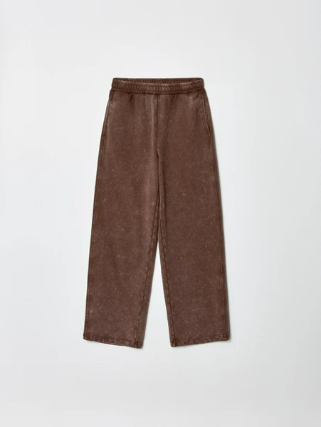 Брюки SELA из футера с кислотной стиркой, коричневый, арт. 36392