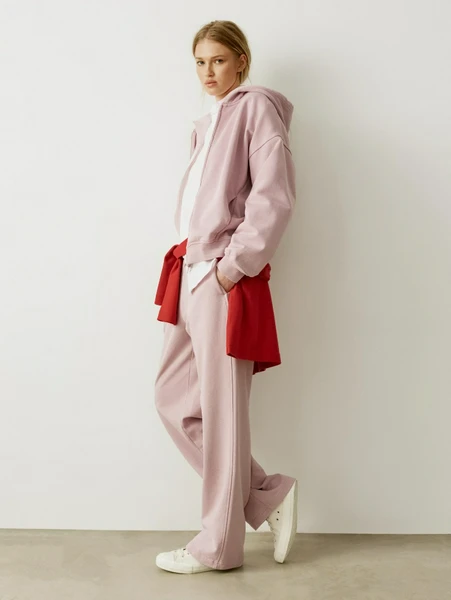 Брюки SELA из футера с кислотной стиркой, розовый, арт. 36396