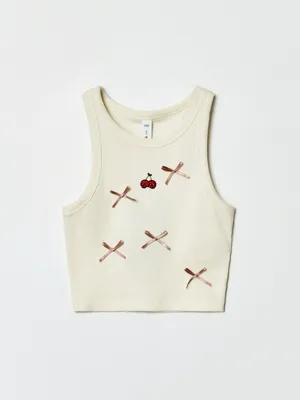 Топ Sela укороченный с вышивкой и бантиками, арт. 36639