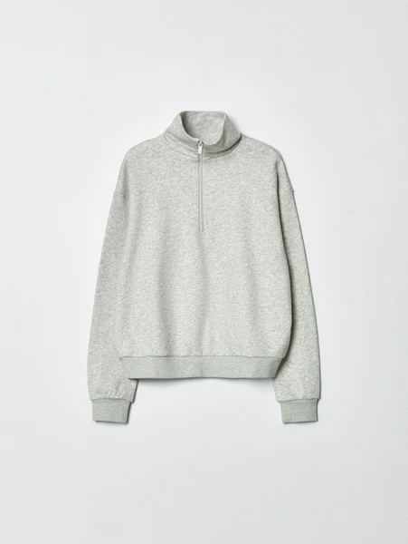Свитшот Sela с высоким воротником на молнии, серый, арт. 36660