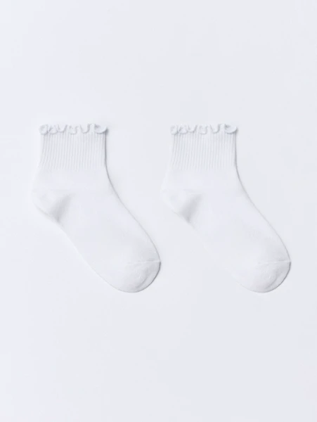 Носки SELA короткие в рубчик, белый, арт. 36662