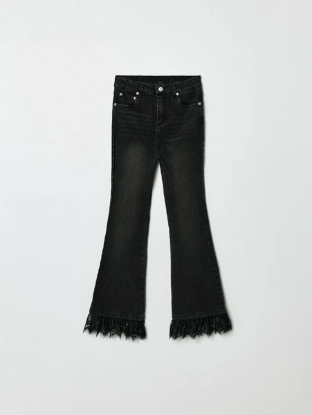 Джинсы SELA Crop Flare с кружевом, черный, арт. 36685