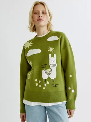 Вязаный джемпер SELA с декором 'Лама', арт. 36692