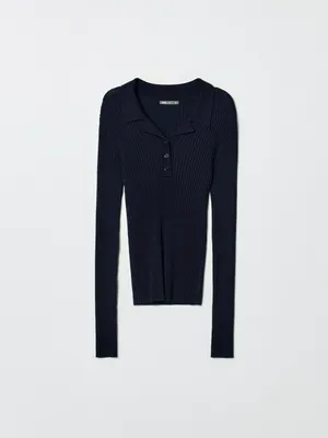 Джемпер-поло SELA в рубчик, арт. 36711