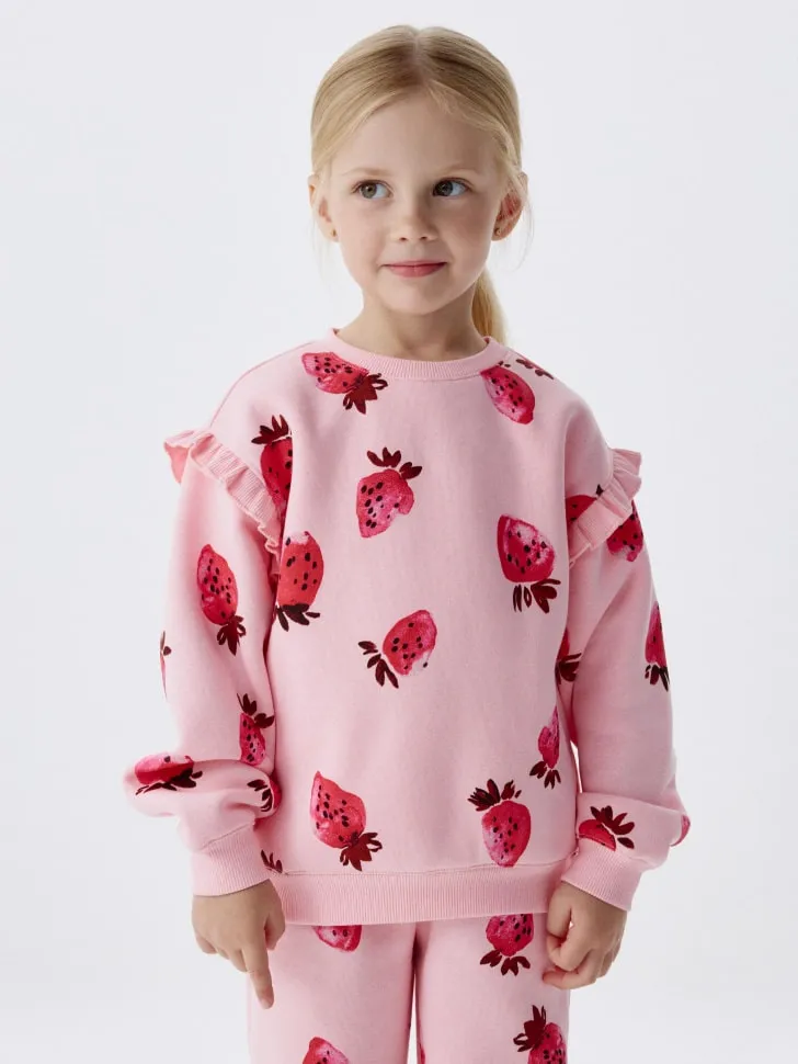 Свитшот с оборками для девочек, розовый, арт. 3684