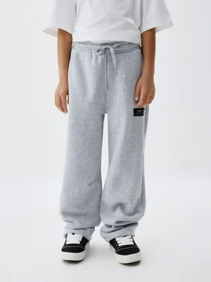 Трикотажные брюки с патчем детские SELA ARCHIVE, серый, арт. 3689