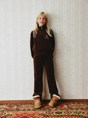 Велюровые брюки клеш для девочек, коричневый, арт. 3691