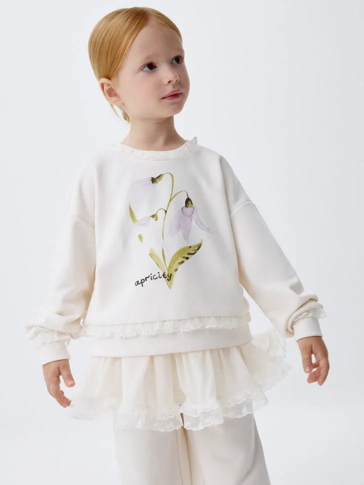 Свитшот с оборками для девочек, бежевый, арт. 3692