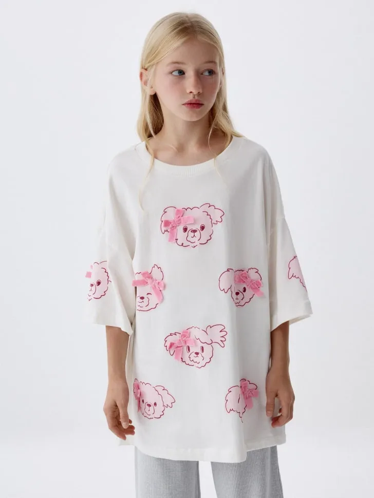 Футболка оверсайз с принтом для девочек, разноцветный, арт. 3698