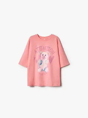 Футболка SELA оверсайз с принтом для девочек, арт. 37029