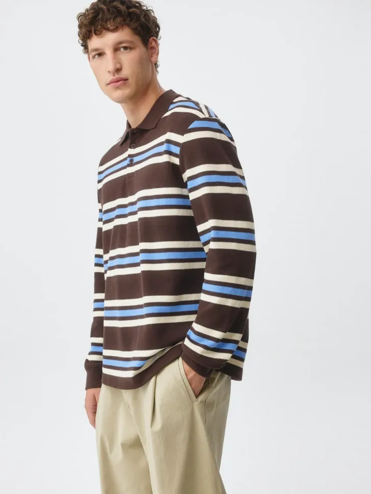 Поло в полоску с длинными рукавами, разноцветный, арт. 3711