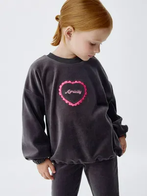 Свитшот из велюра с вышивкой для девочек, арт. 3712