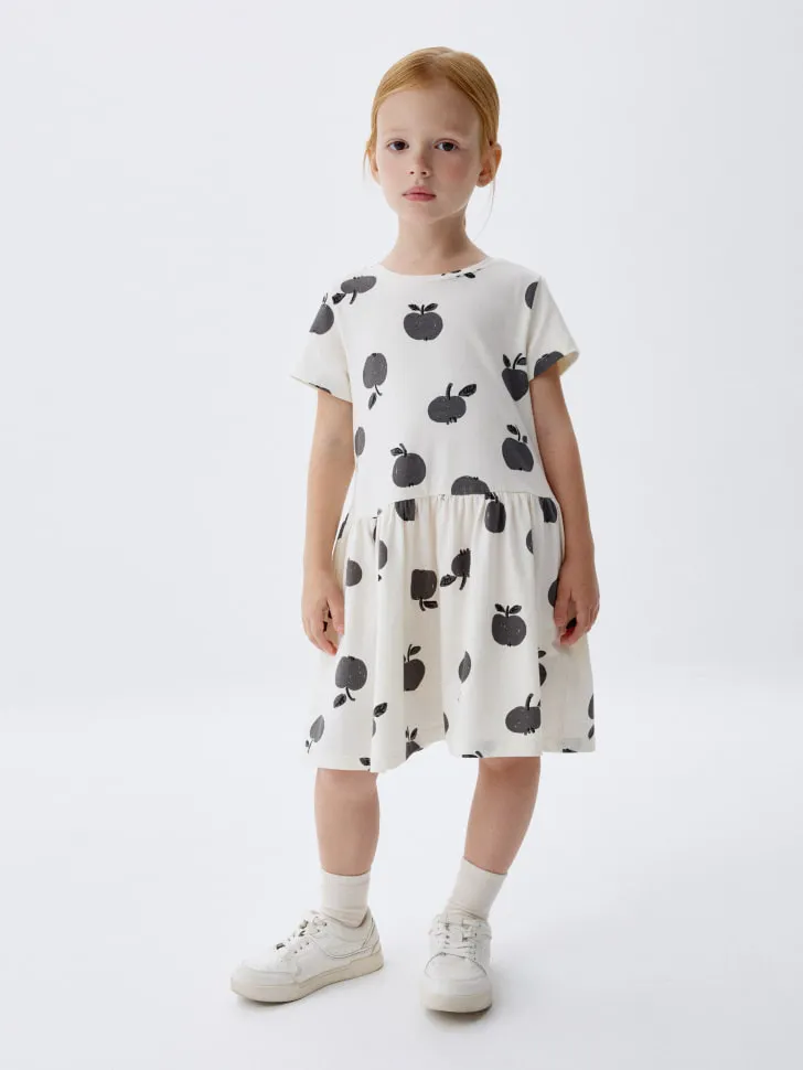 Трикотажное платье с принтом для девочек, разноцветный, арт. 3714