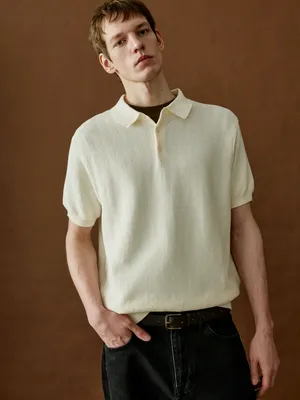 Мужское вязаное поло SELA с коротким рукавом, арт. 37264