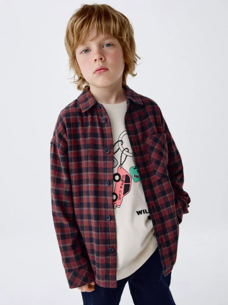 Фланелевая рубашка в клетку для мальчиков, разноцветный, арт. 3728