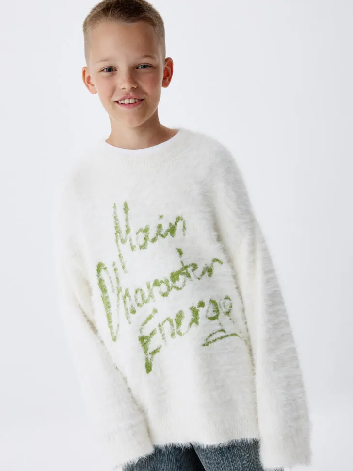 Пушистый джемпер с Kuromi детский, белый, арт. 3729