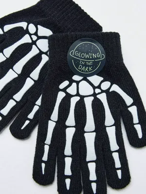 Перчатки со светящимся в темноте принтом Halloween детские, арт. 3733