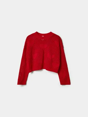 Джемпер SELA ажурной вязки для девочек, арт. 37426