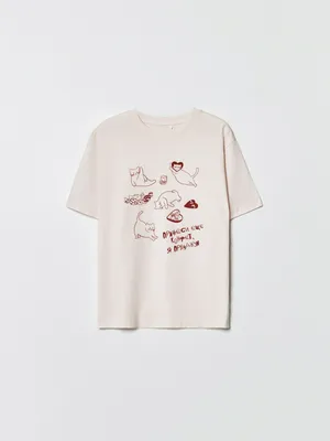 Домашняя футболка оверсайз Sela с принтом, арт. 37442