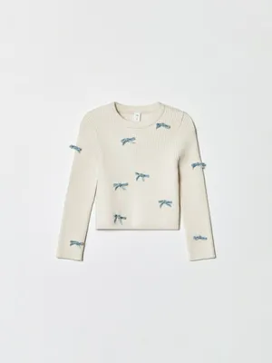 Вязаный джемпер SELA для девочек с бантиками, арт. 37449