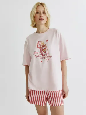 Домашняя футболка оверсайз SELA с принтом, арт. 37452