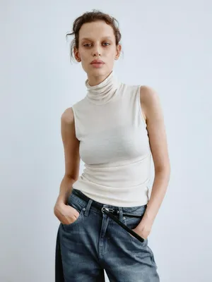 Топ с высоким горлом из 100% шерсти, арт. 3751