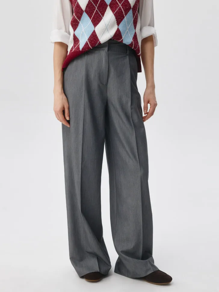 Костюмные брюки-палаццо, серый, арт. 3772