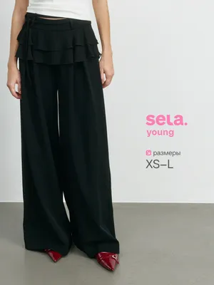 Брюки с декоративной баской, черный, арт. 3778