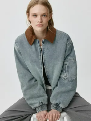 Джинсовый бомбер с винтажной стиркой, арт. 3779