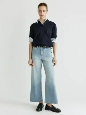 Джинсы Sela кюлоты укороченные с высокой посадкой, арт. 37824