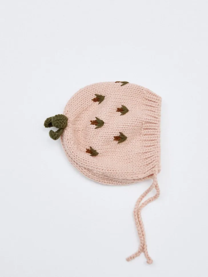 Утепленная шапка на завязках для малышей, розовый, арт. 3793