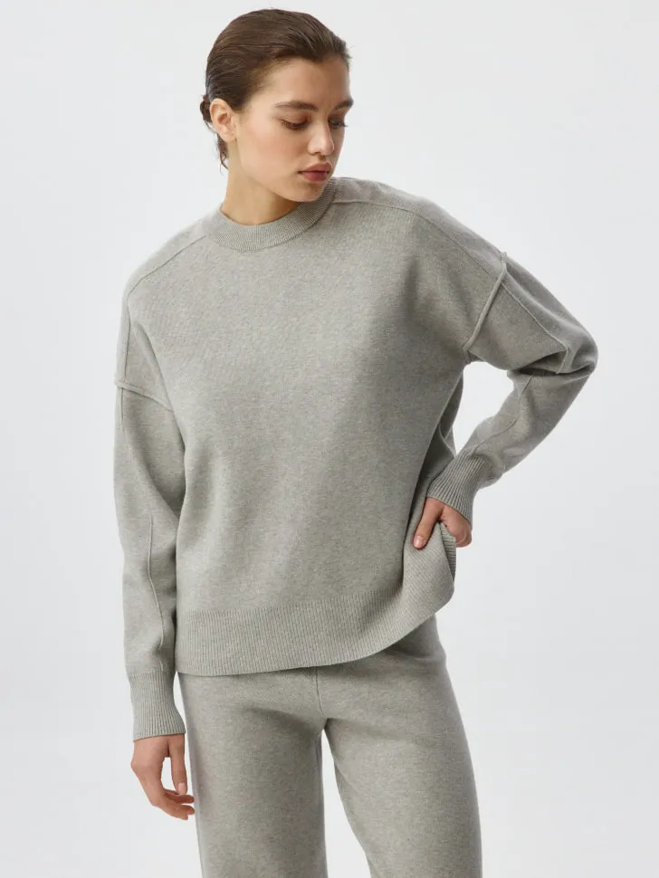Вязаный джемпер оверсайз, серый, арт. 3795