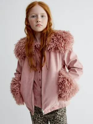 Куртка из искусственной замши с мехом для девочек SELA, арт. 37974