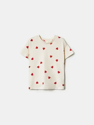 Футболка SELA для девочек с принтом в виде сердец, арт. 38055