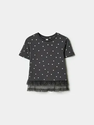 Футболка Sela для девочек с кружевными оборками, арт. 38057